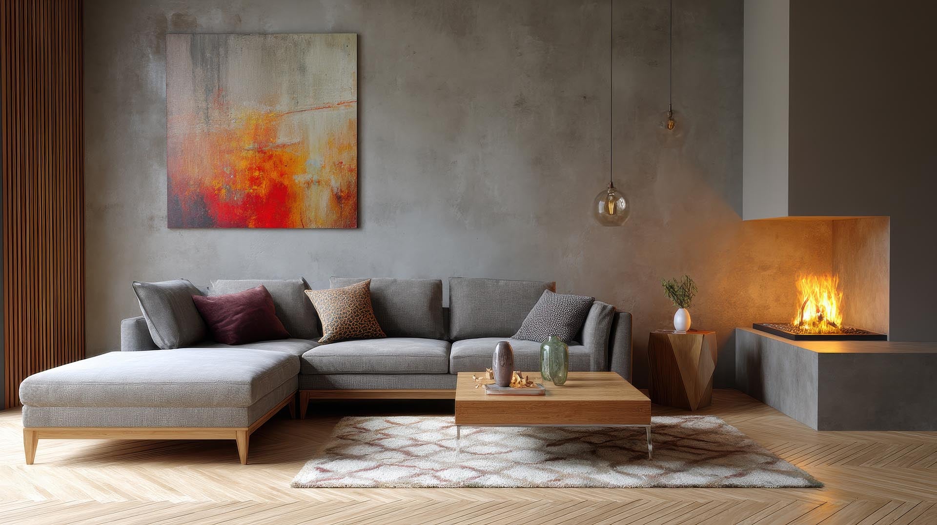 salotto grigio di design
