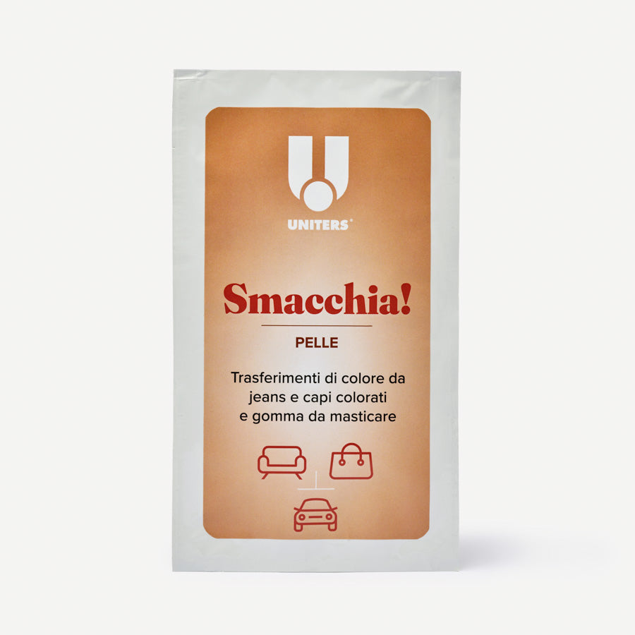 Uniters "Smacchia! Pelle" per Trasferimento di colore a jeans, capi colorati e gomma da masticare.