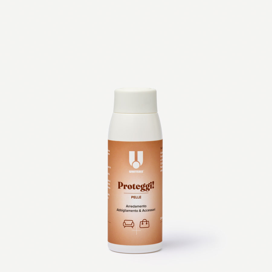 Uniters Ricarica "Proteggi! Pelle" spray per arredamento, abbigliamento e accessori.